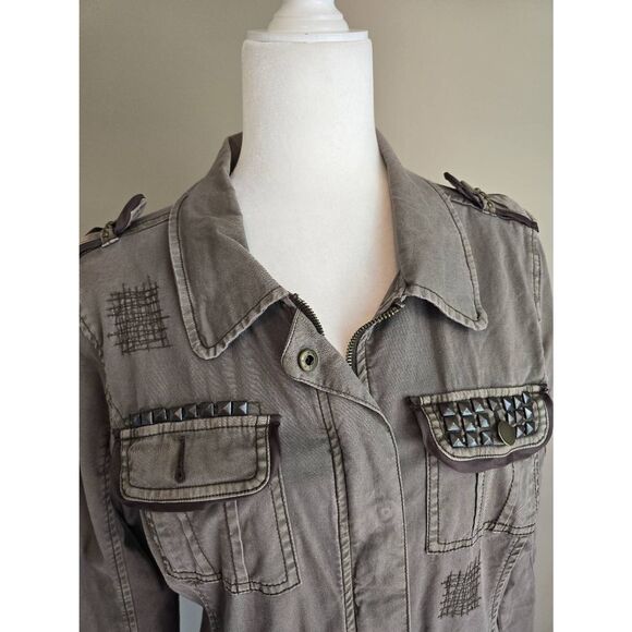 Maurices Shacket Denim Dusty Brown Sz L - Picture 2 of 7